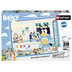 Nathan - Kinderpuzzel - 30 stukjes - In bad met Bluey - Meisjes of jongens vanaf 4 jaar - Hoogwaardige puzzel - Dik en duurzaam karton - dagelijks & gezin - 86170