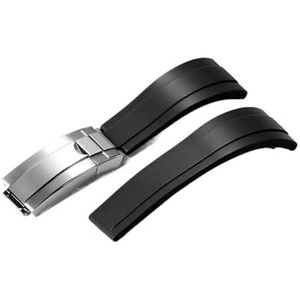 RTRCAGAKM Bracelet de montre en caoutchouc for Rolex, compatible avec for GMT, compatible avec for Daytona, compatible avec for Submariner, bracelet de rechange en silicone de 20 mm(Black-Silver,20mm