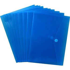 10 stuks documentenzakken met klittenbandsluiting blauw transparant