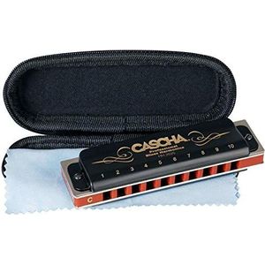 Cascha Beginner & gevorderde, hoogwaardige diatonische harmonica met 10 gaten, geweldig geluid, ideale opslag en onderhoud met softcase en Blues Harmonica verzorgingsdoek