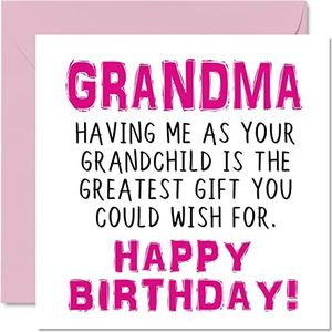 Grappige verjaardagskaart voor oma – Have Me As Your Grandchild Greatest Gift Wish – verjaardagskaart voor kleinkinderen, verjaardagskaart, kleinkind, leuk cadeau, wenskaarten voor oma, 145 mm x 145 mm