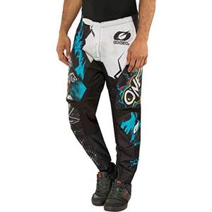 O'NEAL Element Villain broek voor motorfiets, enduro, buitengewone bewegingsvrijheid, volledig gevoerd, rubberen pads voor extra bescherming, voor kinderen, Wit.