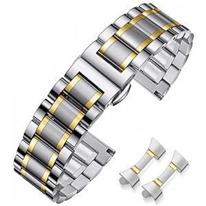 HEYOZURY Horlogebandjes voor horloges met rechte en gebogen uiteinden, 16 mm, 18 mm, 19 mm, 20 mm, 22 mm, 24 mm, metalen reservearmband voor dames en heren