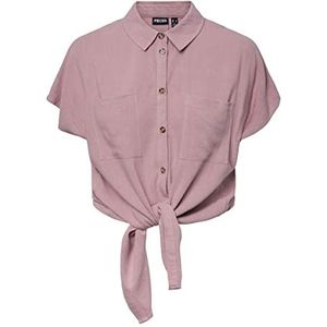 Pieces Pcvinsty Ss Tie Shirt Noos Damesblouse, Woodrose, S, Woodrose