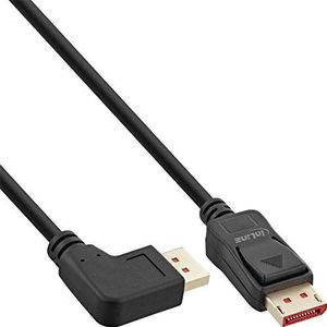 InLine® DisplayPort 1.4 kabel links gehoekt 8K4K zwart goud 1m