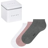 FALKE Happy Box effen sokken voor dames, 3 stuks, ademend, katoen, versterkte lage sokken, zacht op de huid, platte naad met effen tenen voor alle doeleinden, multipack 3 paar, Veelkleurig (Sortiment