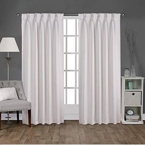 Exclusive Home Curtains Verduisteringsgordijnen van satijn, geweven, met plooien bovenaan, vanille, 76,2 x 213,4 cm, 2 stuks