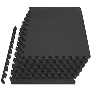 ProsourceFit Extra dikke puzzelmat, 2,5 cm, in elkaar grijpende EVA-schuimtegels voor bescherming en gevoerde vloer voor thuis- en fitnessapparatuur, zwart (ps-2294-hdpm-zwart)