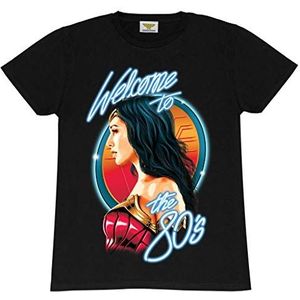 DC Comics Wonder Woman 1984 Welcome to The 80s T-shirt voor dames, officieel product, cadeau-idee voor mannen, Justice League, zwart.
