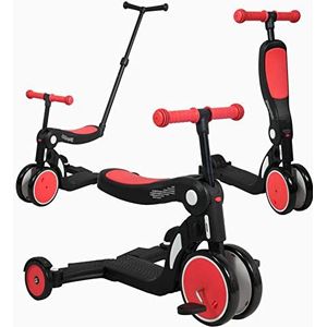 Looping SCOOTIZZ – De step, ombouwbaar, 5-in-1 (tot 50 kg) – loopfiets, step (High Red met duwstang)