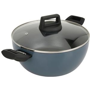 Sitram 715448 Kookpan van gerecycled aluminium, RAVIVE Ø 26 cm H 11 cm, binnencoating Whitford Xylan 2-laags, PFOA-vrij, kleur: blauw, met stoomdeksel van glas, voor alle warmtebronnen, inclusief