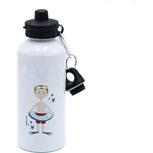 SUSIKO Aluminium fles met 2 kurken | zwemmen | afmetingen 21 x 7,3 cm | inhoud 600 ml | gewicht 160 g | verpakking in witte doos | kleur glanzend wit