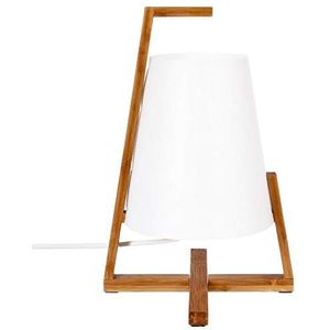 Originele tafellamp en design - bamboe voet en lampenkap in glasvezellook