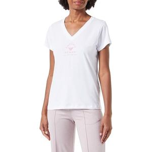 Emporio Armani Iconisch T-shirt van stretchkatoen met Loungewear logo T-shirt voor dames, Wit