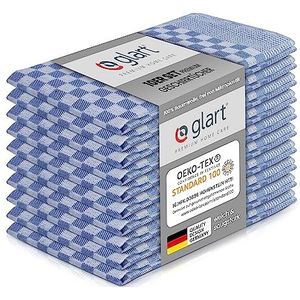 Glart 48SB Set van 10 theedoeken van retwist garen, 50 x 70 cm, 100% katoen, Oeko-Tex, blauw, voorgewassen