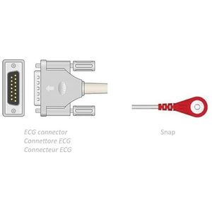 ECG-kabel patiënt, 2,2 m, snap, compatibel met Bionet, Spengler, andere