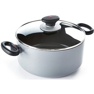 OXO Steelpan met deksel en soft-touch-handgrepen, geschikt voor inductiekookplaten en oven, 24 cm/4,9 l, zwart