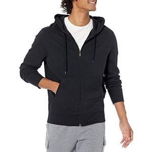 Amazon Essentials Heren lichtgewicht pullover met capuchon met volledige ritssluiting van boulette-stof, zwart, maat XL