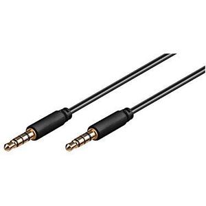 Goobay 63824 Auxiliary kabel, 3.5 mm jack mannelijk naar 3.5 mm jack mannelijk, 3.5 mm naar 3.5 mm jack (4 polen, stereo), 4 polen, 0.5 m, zwart