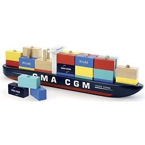 Vilac - Houten Containerhouder Spel - Geschikt voor 3+ jaar - Stapelbare Houten Kubussen - Ideaal Cadeau