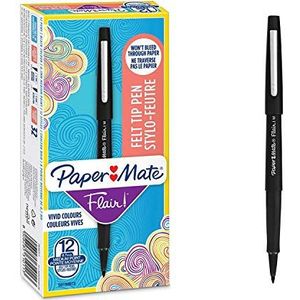 Paper Mate Flair-pen, Middelste punt (0,7 mm), 12 Stuks, Zwart