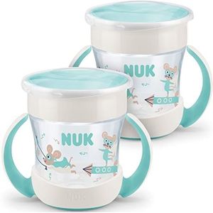 NUK Mini Magic Cup Set van 2 bekers | 360° anti-lekrand | vanaf 6 maanden | Handige handvatten | BPA Free | 160ml | Multicolor