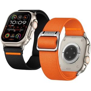 Suitisbest 2 stuks compatibel met Apple Watch Ultra 2 49 mm 45 mm 44 mm 42 mm elastische nylon armband voor Apple Watch Ultra 9 8 SE 7 6 5 4