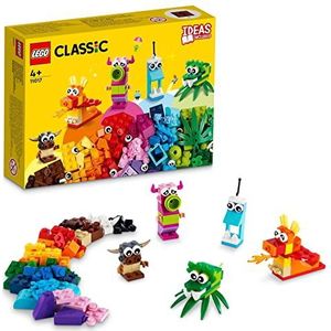 LEGO 11017 Classic Creatieve Monsters, doos met creatieve bakstenen, 5 soorten speelgoed in de vorm van een mini-monster, om te bouwen voor kinderen vanaf 4 jaar en meer, bouwsteen-spel