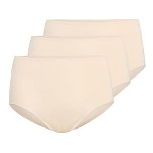 Lot de 3 culottes taille haute en coton pour femme - Respirantes et extensibles - Teyli Classico - Beige - Taille 50, beige, 22