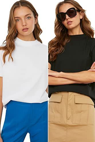 Trendyol TWOSS20TS1500 Volwassenen Vrouwen T-shirt 2's - Wit