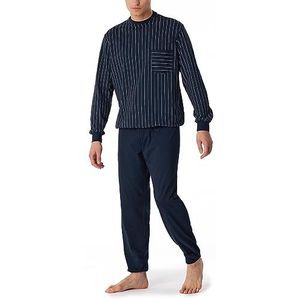 Schiesser Schiesser Lange pyjama voor heren met manchetten, nachthemd voor heren, Nachtblauw.