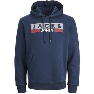 JACK&JONES PLUS Heren Hoodie met Jjecorp-logo, marineblauwe blazer, Play4, 4XL-oversized, Marineblauwe blazer met opdruk Play 4