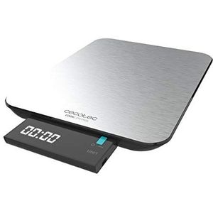 Cecotec Cook Control 9000 Waterdichte digitale keukenweegschaal, hoge precisie, roestvrij staal, waterdicht, extra groot en afneembaar lcd-display met achtergrondverlichting, maximale capaciteit 10 kg