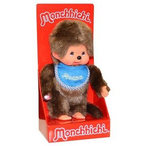 Sekiguchi Bruin, 255040-Boy Original Monchhichi, pluche, slabbetje, blauw, ca. 20 cm, 255040