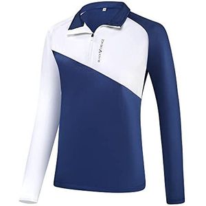 Black Crevice Dames functioneel shirt met ritssluiting, wit/marineblauw, maat 42
