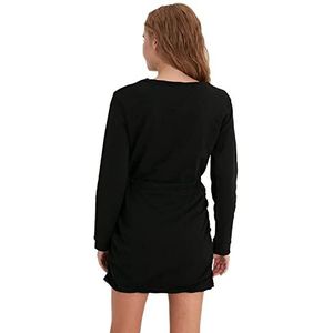 Trendyol Dames gebreide jurk mini-jurk zwart L, zwart.