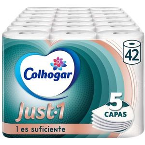 Colhogar Just 1 7 x 6 - Papier toilette ultra absorbant et ultra doux - 5 couches - Blanc