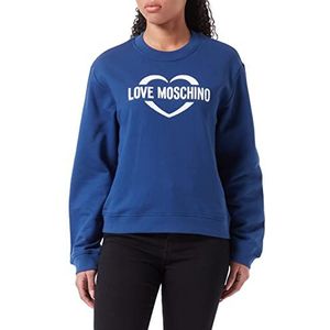 Love Moschino Dames ronde hals sweatshirt met holografische hartprint, blauw, 42, Blauw