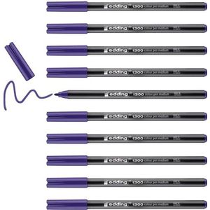 edding 1300 viltstiften, fijne punt, medium punt, violet, 10 pennen, ronde punt, 2 mm, om te tekenen en te schrijven voor school, mandala's, doodling, bullet journal