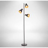 B.K.Licht I industrieel Vloerlamp I zwart gouden I staande lampen voor binnen I retro lampen voor woonkamer I staande lamp I leeslamp I draaibar I staanlamp met 3 lichts I E27 fitting I excl. lichtbronnen I vintage vloerlampen