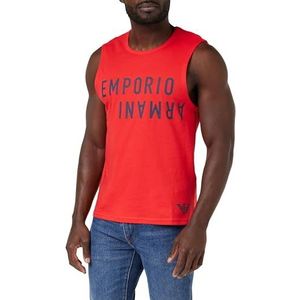 Emporio Armani Mouwloos T-shirt met gedurfd logo T-shirt zonder mouwen voor heren, rood/marineblauw