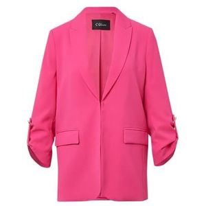 s.Oliver BLACK LABEL Blazer en crêpe avec manches 3/4 et détails plissés, Rose, 38