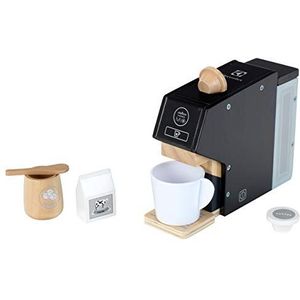 Theo klein 7401 Electrolux automatisch koffiezetapparaat van hout, met accessoires als beker, capsules, melk en suiker, speelgoed voor kinderen vanaf 3 jaar