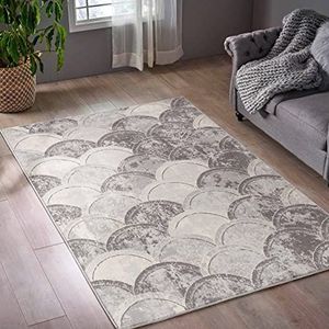 mynes Home Kopie: Laagpolig tapijt grijs woonkamer tapijt modern abstract design model: 80 cm x 150 cm