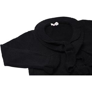 Aleva Cardigan vintage pour femme avec col en V et volants Noir Taille XS/S, Noir, XS