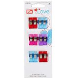 Prym Love Fabric Clips 2,6 cm, lichtblauw, rood/paars/roze, 18 x 6,7 x 1,2 cm