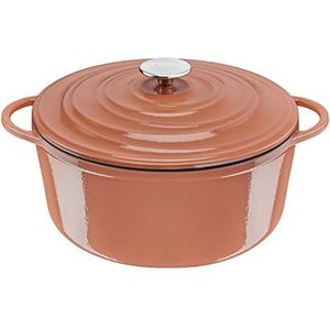 Tefal Lov Braadpan van gietijzer, rond, 29 cm, inductie, oven, ecodesign, langzaam en gezond koken, inclusief receptenboek, terracotta E2600505