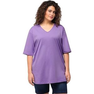 Ulla Popken Basic T-shirt, V-hals, casual, halflange mouwen, dames T-shirt, Lila Blauw