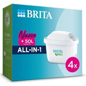 BRITA MAXTRA PRO Waterfilter Nieuwe All-in-1 Pack 4 - MAXTRA+ - Vermindert onzuiverheden, chloor, pesticiden en kalk voor leidingwater met optimale smaak