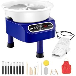 VEVOR Pottenbakkerswiel, 280 mm, elektrische pottenbakkerstoren, 450 W, met LCD-touchscreen, mini-aardewerkwiel met directe aandrijving, 3 voeten, voor keramiek, knutselen, handwerk, blauw